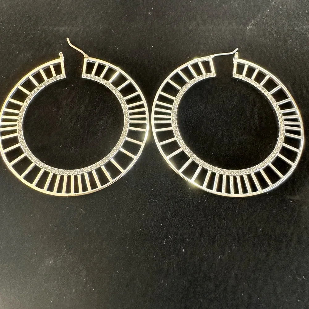 Swarovski Silver Lace Hoop Earrings - Picture 2 of 6